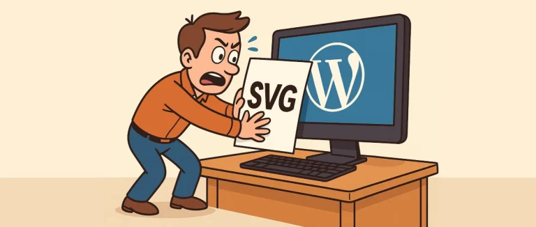 Utente frustrato che cerca di caricare un file svg su WordPress